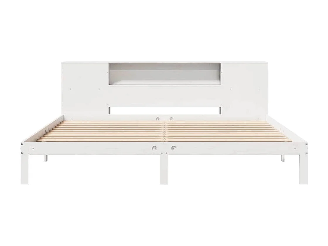 Cama librería blanca sin colchón 200x200 cm madera maciza de pino