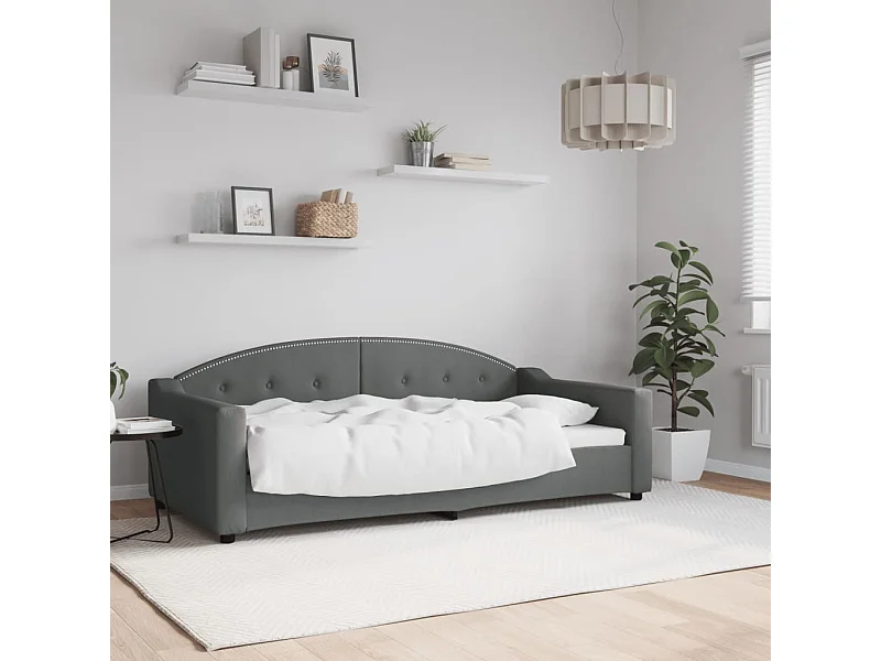 Lit de repos sans matelas gris foncé 90x190 cm tissu