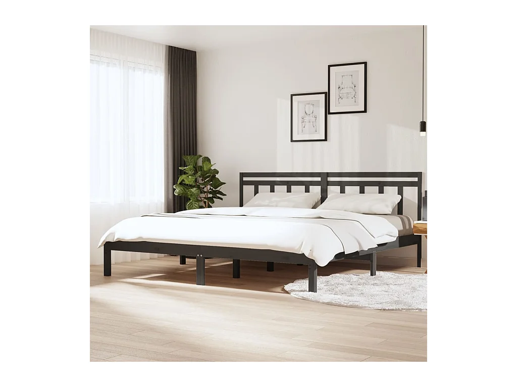 Struttura letto senza materasso in legno massello grigio 200x200 cm