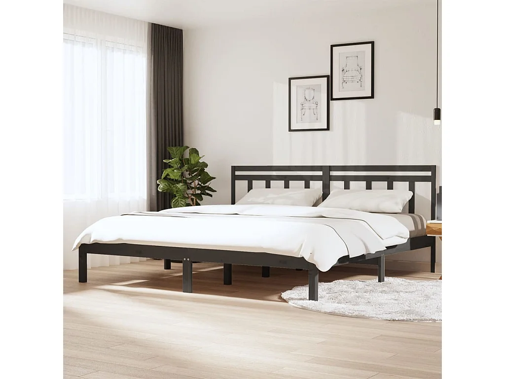 Struttura letto senza materasso in legno massello grigio 200x200 cm