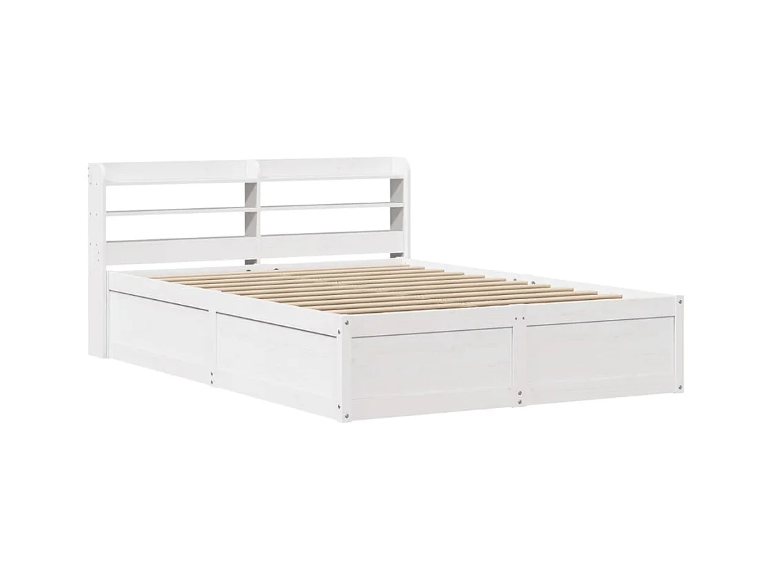 Bedframe met wit hoofdeinde 120x190 cm massief grenenhout