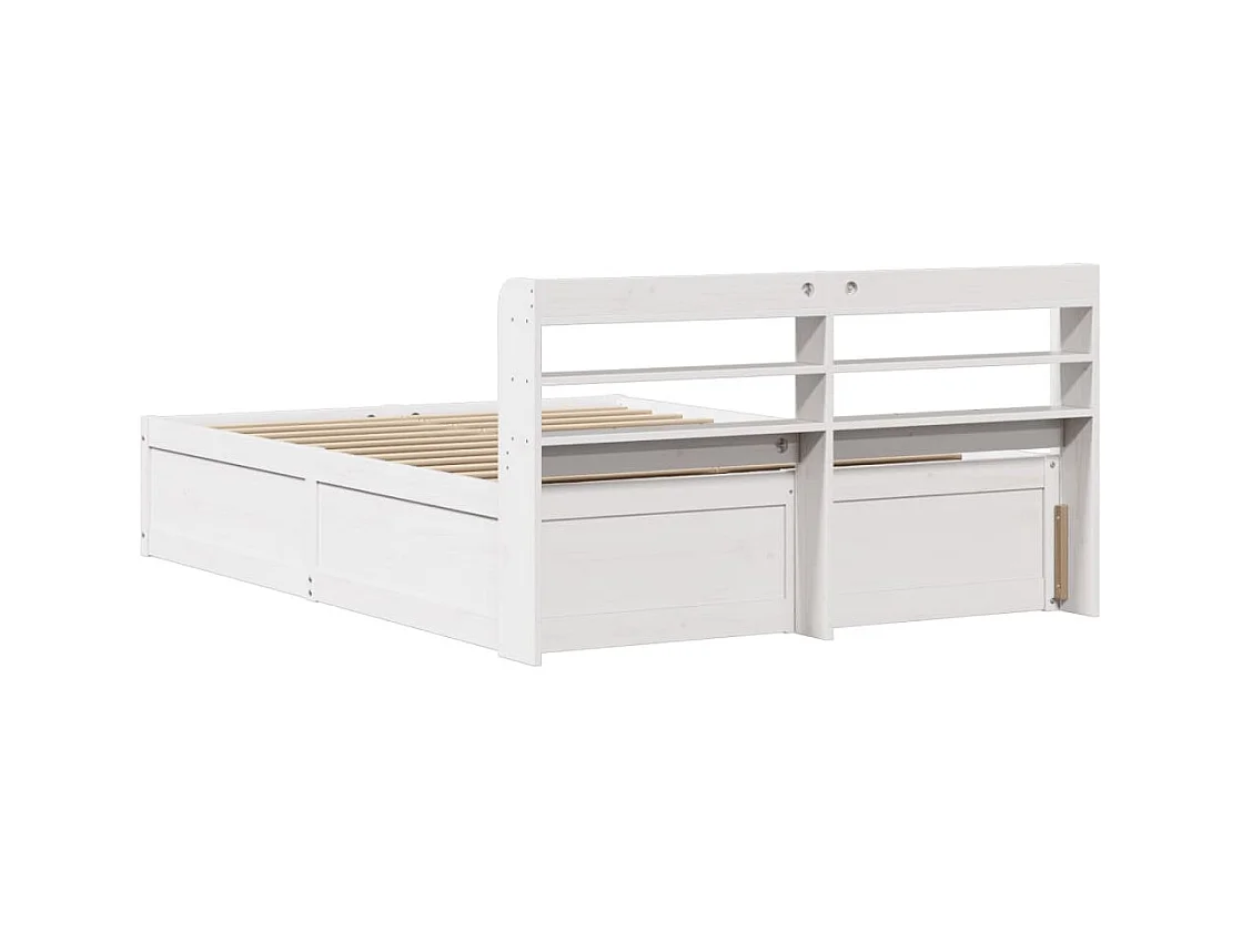 Bedframe met wit hoofdeinde 120x190 cm massief grenenhout