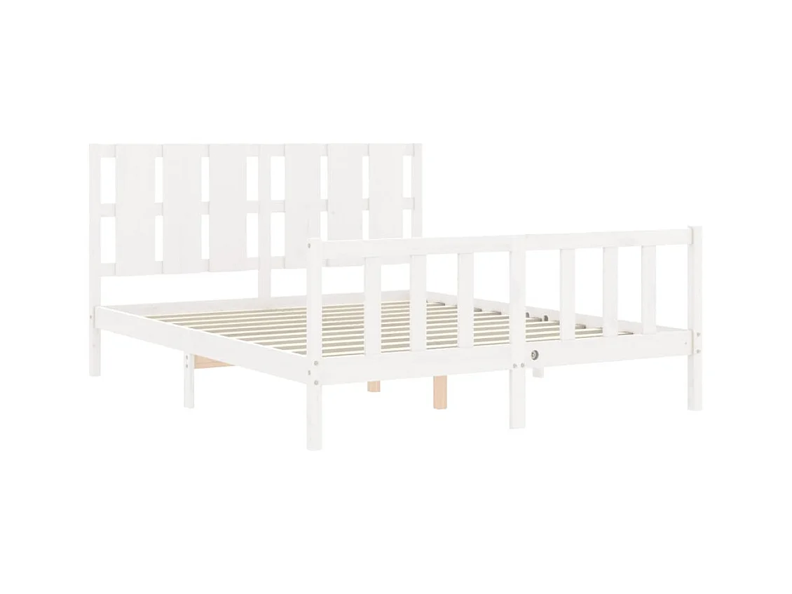 Struttura letto senza materasso bianco 160x200 cm in legno massello di pino