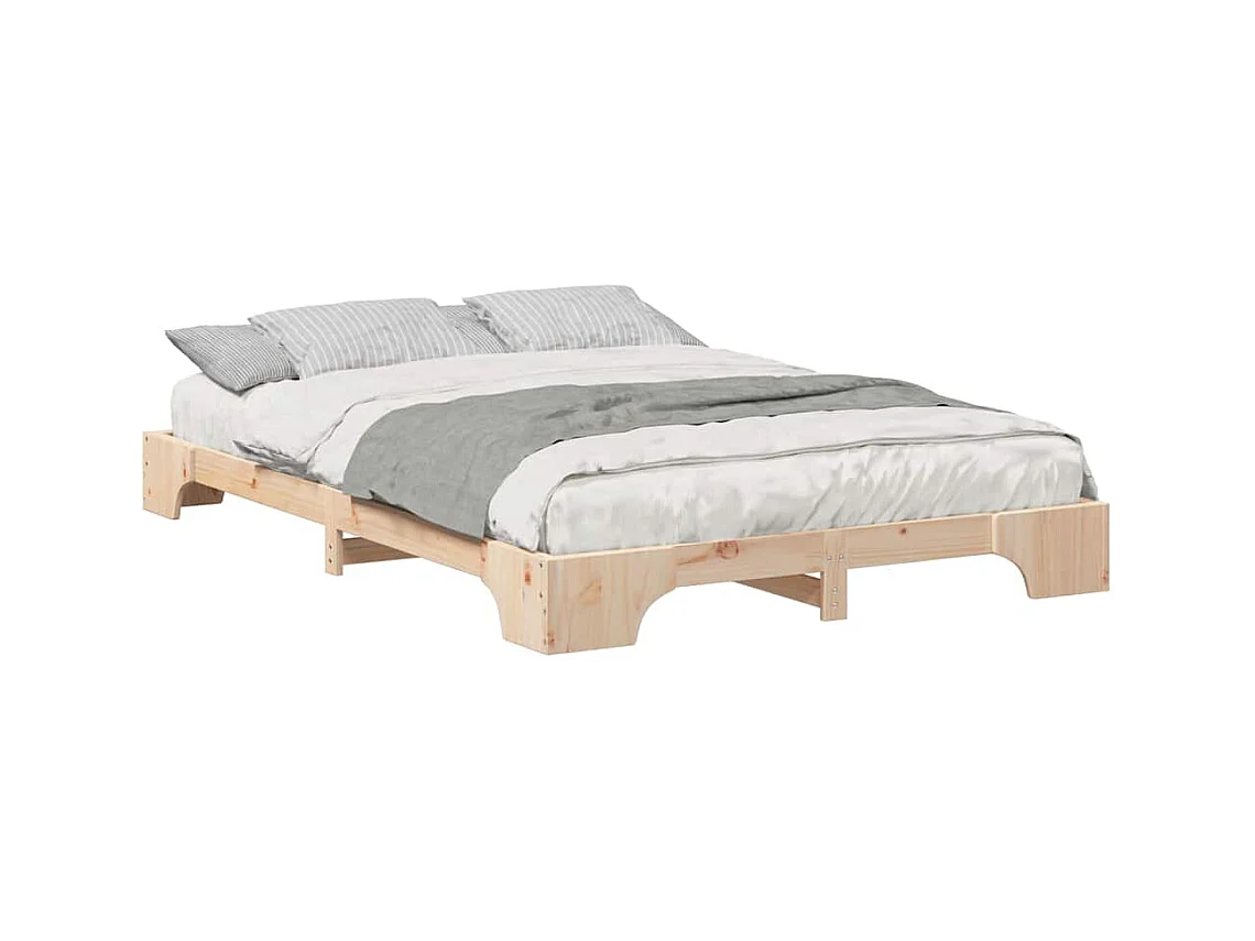 Struttura per letto rialzato marrone 140 x 220 cm in legno di pino massiccio