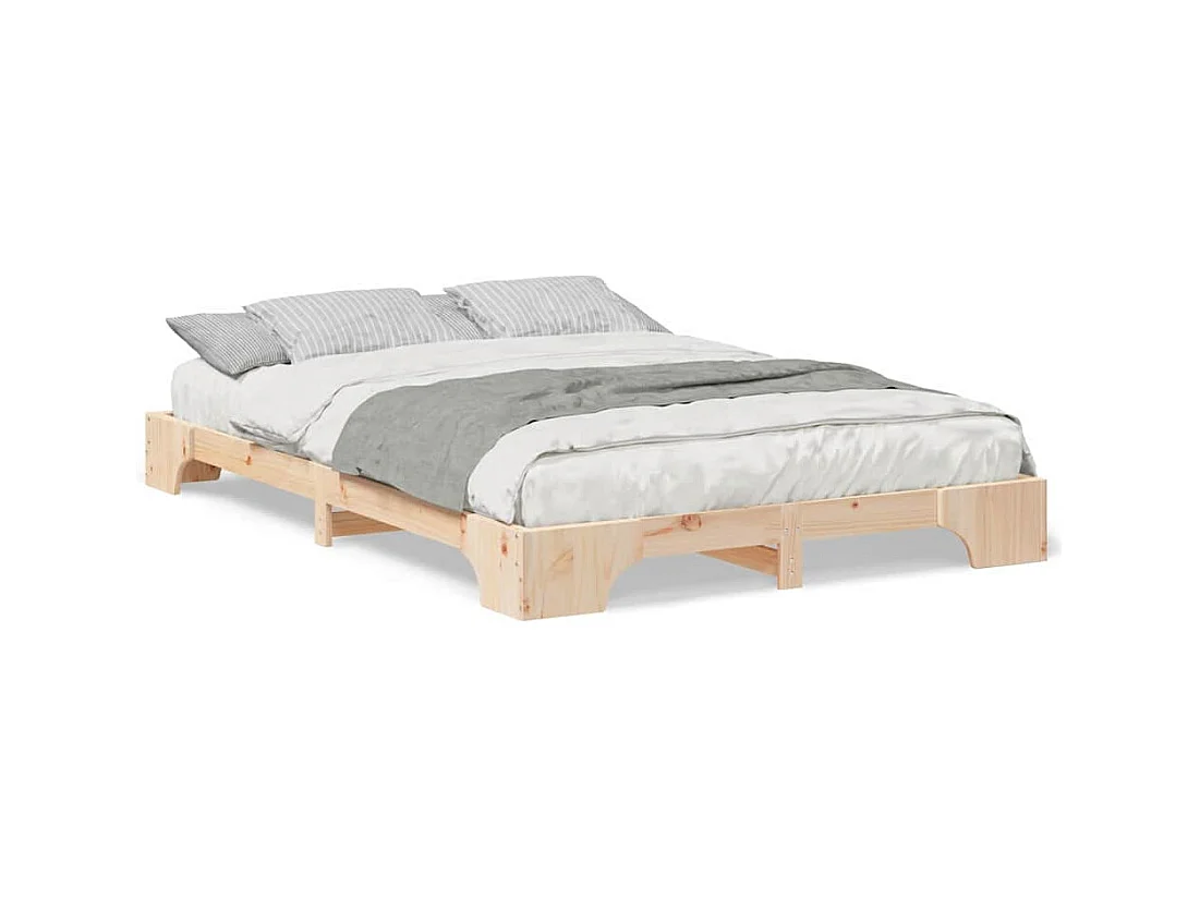 Struttura per letto rialzato marrone 140 x 220 cm in legno di pino massiccio
