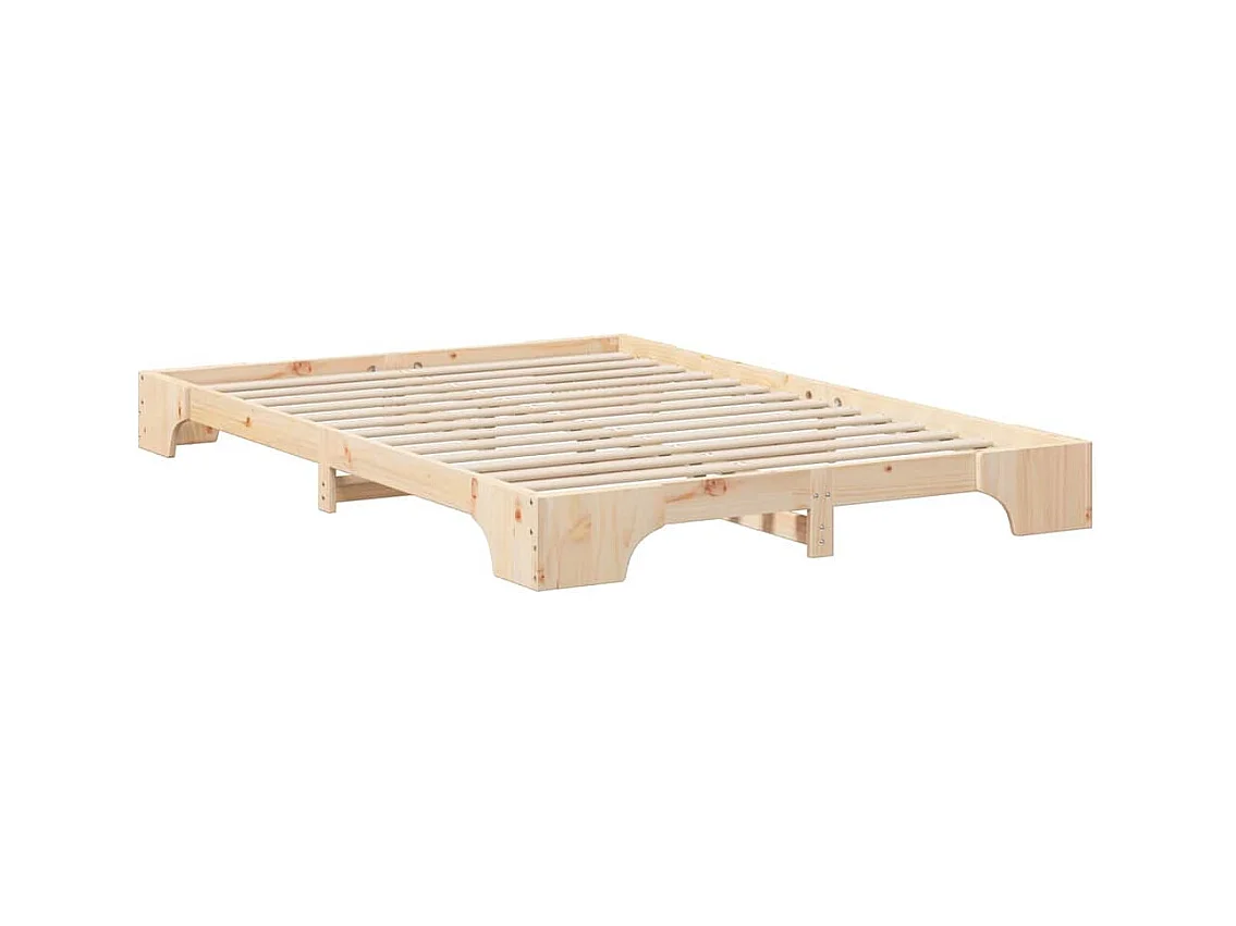 Cadre de lit surélevé Marron 140 x 220 cm Bois massif en pin
