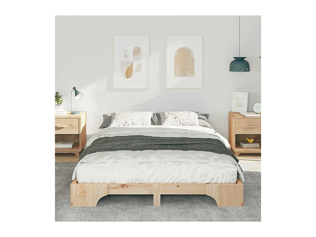Cadre de lit surélevé Marron 140 x 220 cm Bois massif en pin