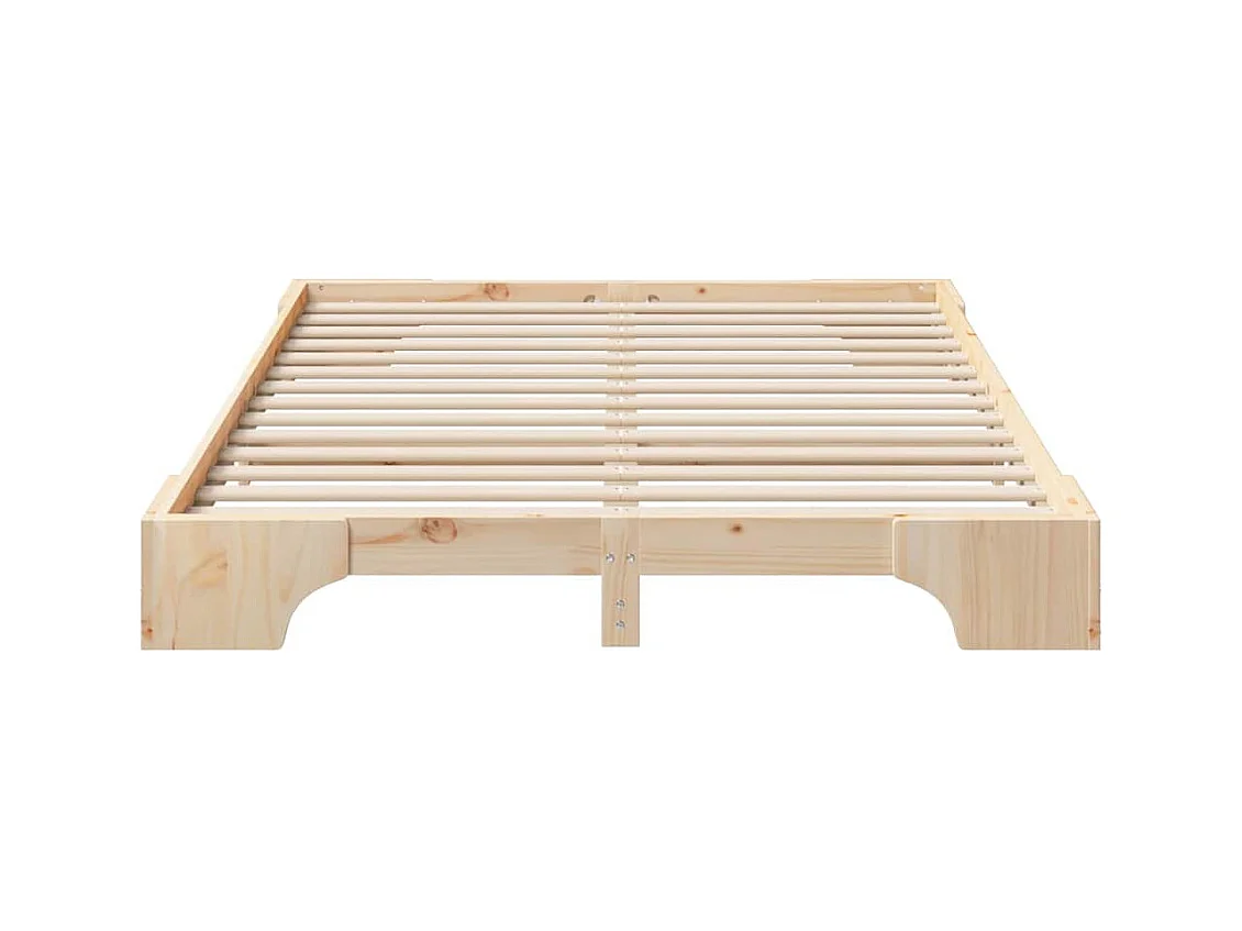 Cadre de lit surélevé Marron 140 x 220 cm Bois massif en pin