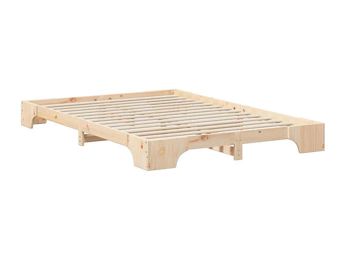 Cadre de lit surélevé Marron 140 x 220 cm Bois massif en pin