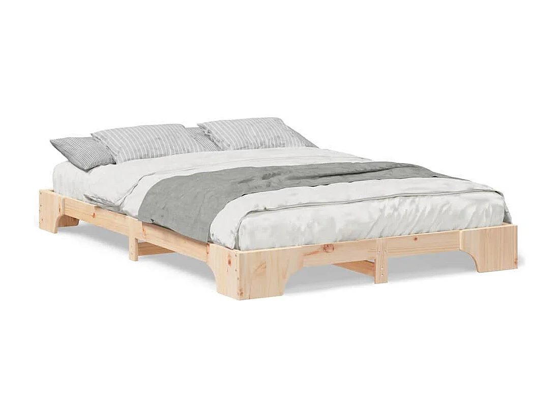 Cadre de lit surélevé Marron 140 x 220 cm Bois massif en pin