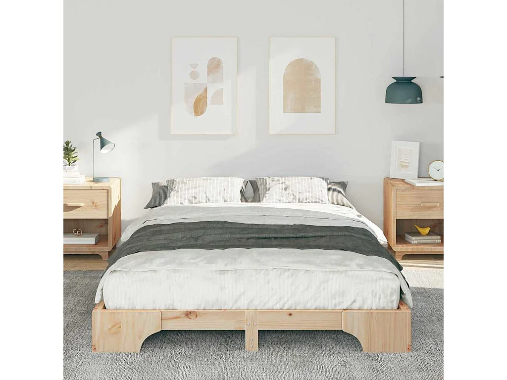 Cadre de lit surélevé Marron 140 x 220 cm Bois massif en pin