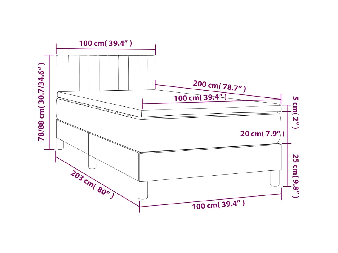 Somier de láminas con colchón Azul 100x200 cm Tela