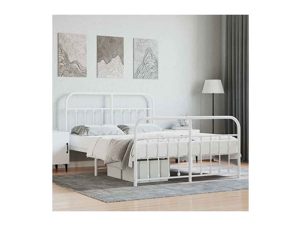 Struttura letto in metallo senza materasso e pediera bianca 140x190 cm