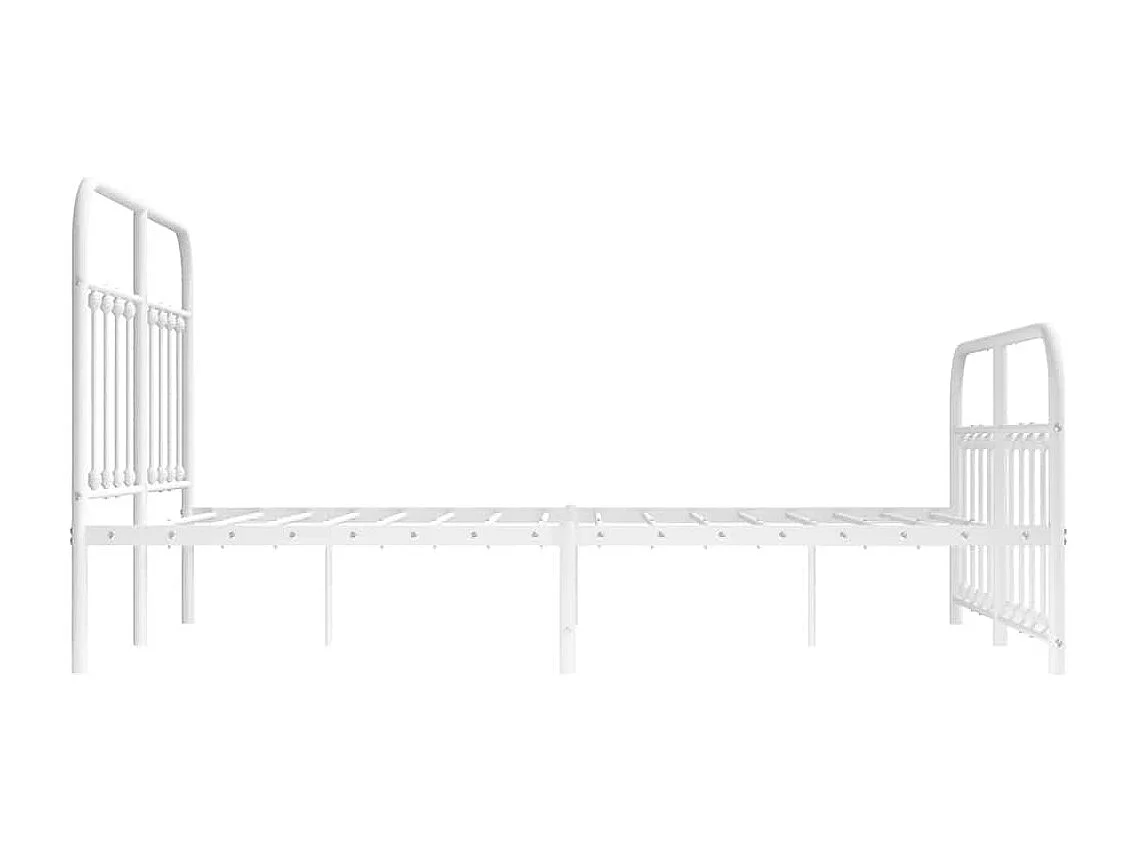 Cadre de lit métal sans matelas et pied de lit blanc 140x190 cm
