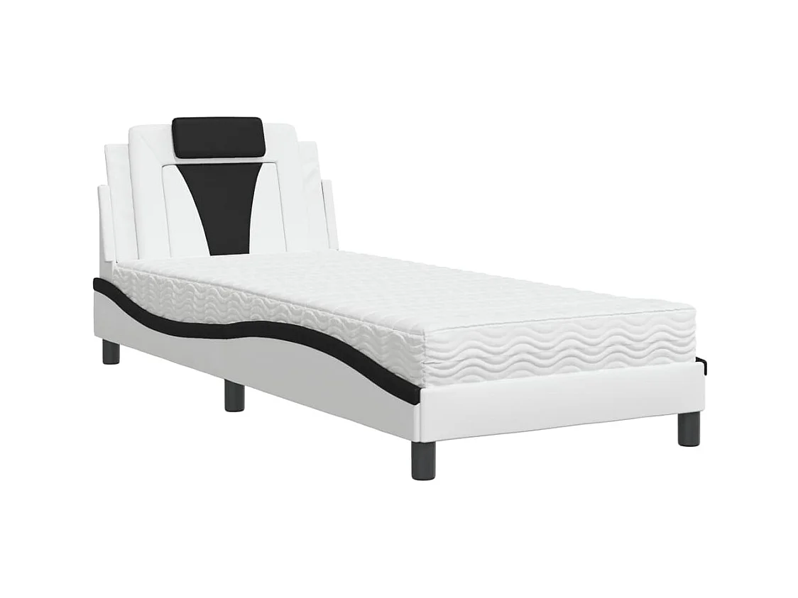 Bed met wit en zwart matras 80x200 cm imitatieleer