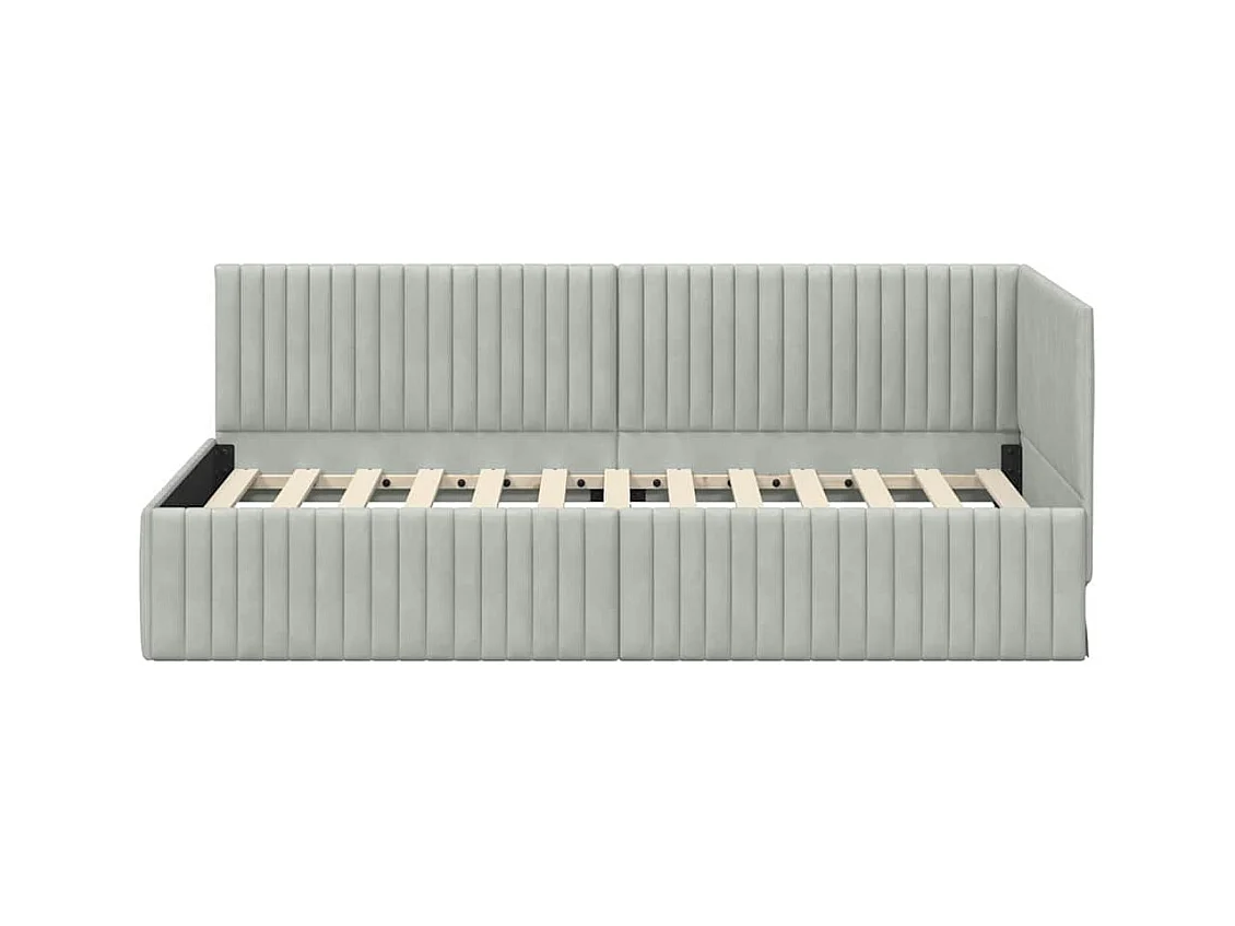 Struttura letto angolare grigio chiaro 90 x 190 cm velluto