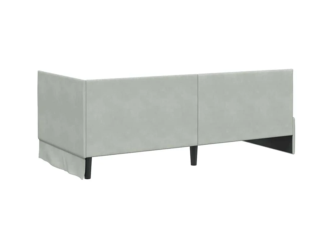 Struttura letto angolare grigio chiaro 90 x 190 cm velluto