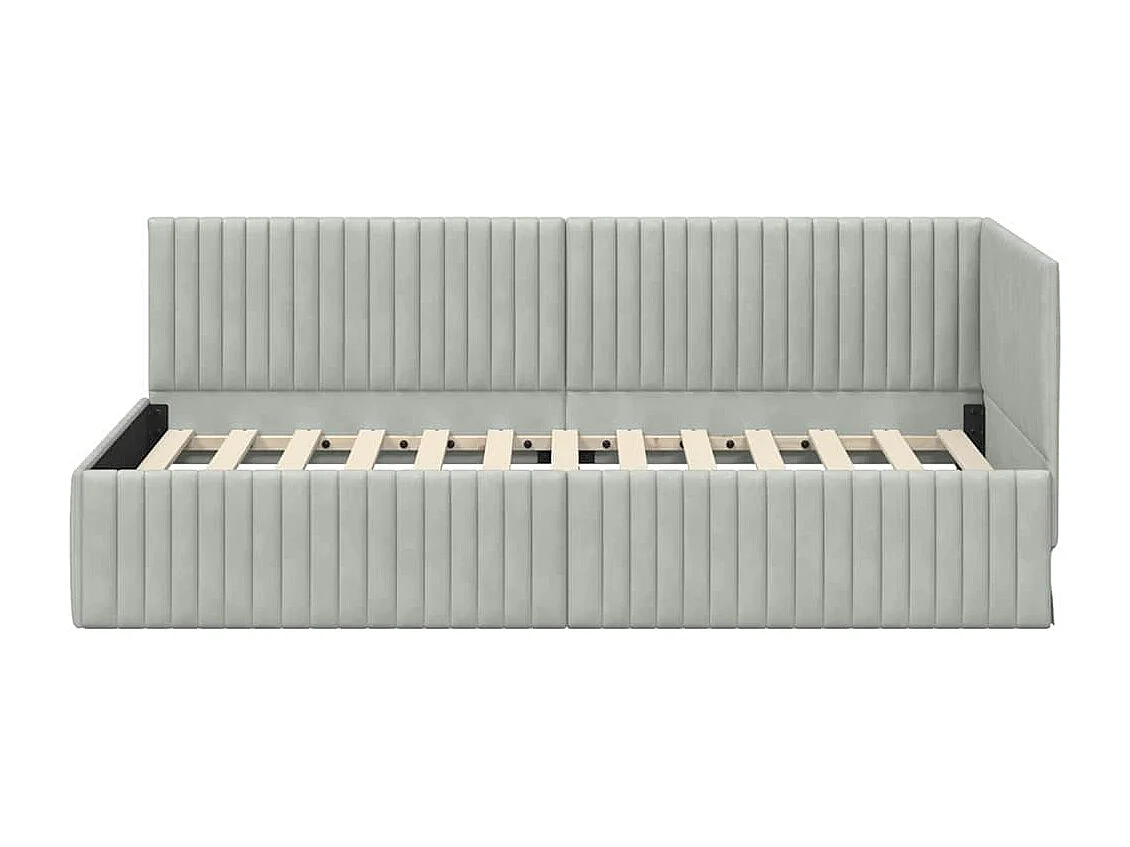 Eckbettgestell 90 x 190 cm Samt Hellgrau