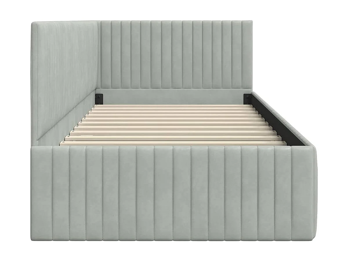 Eckbettgestell 90 x 190 cm Samt Hellgrau