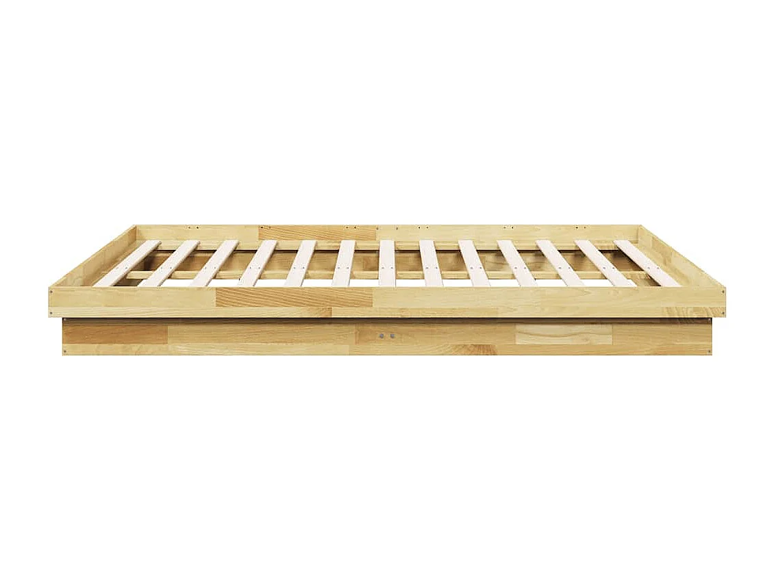 Cadre de lit sans matelas 200 x 200 cm en bois massif de chêne