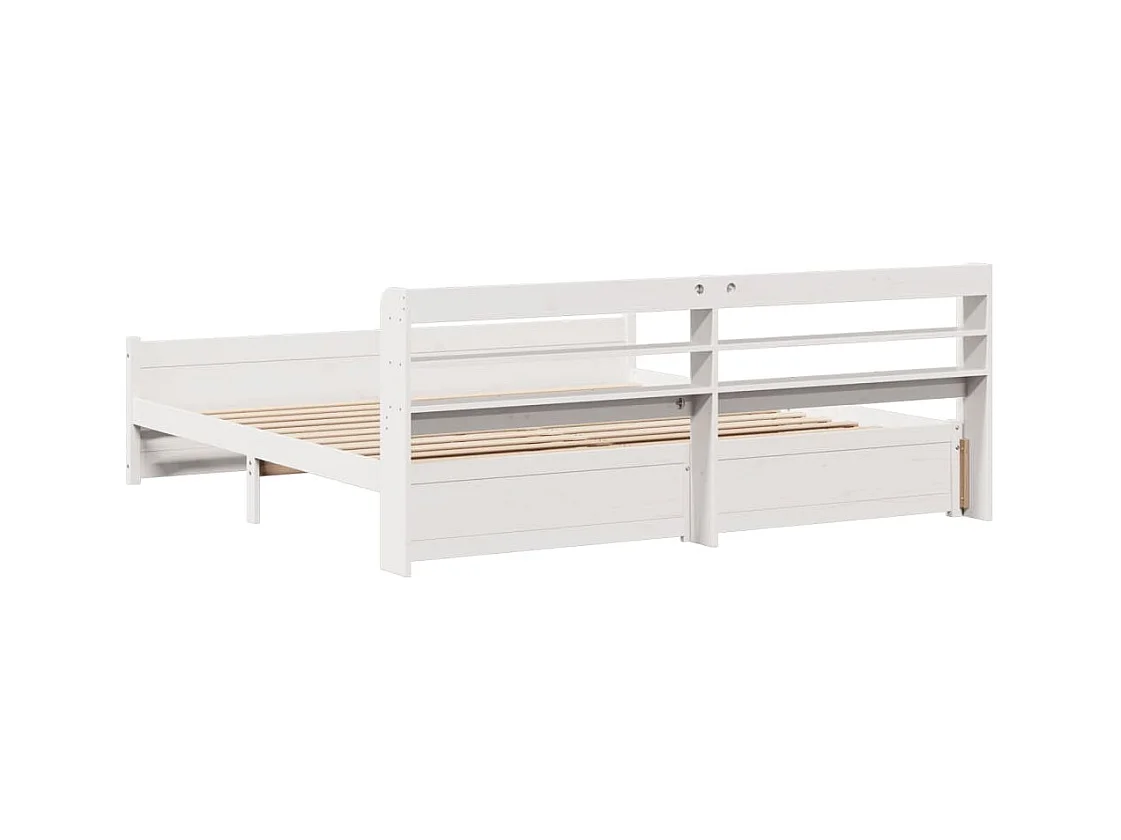 Estructura de cama con cabecero sin colchón blanco 180x200 cm