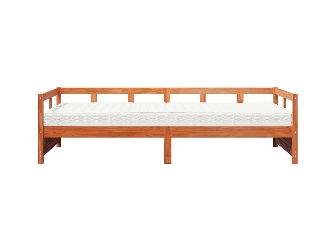 Dagbed met bruine wasmatras 80x200 cm massief grenenhout