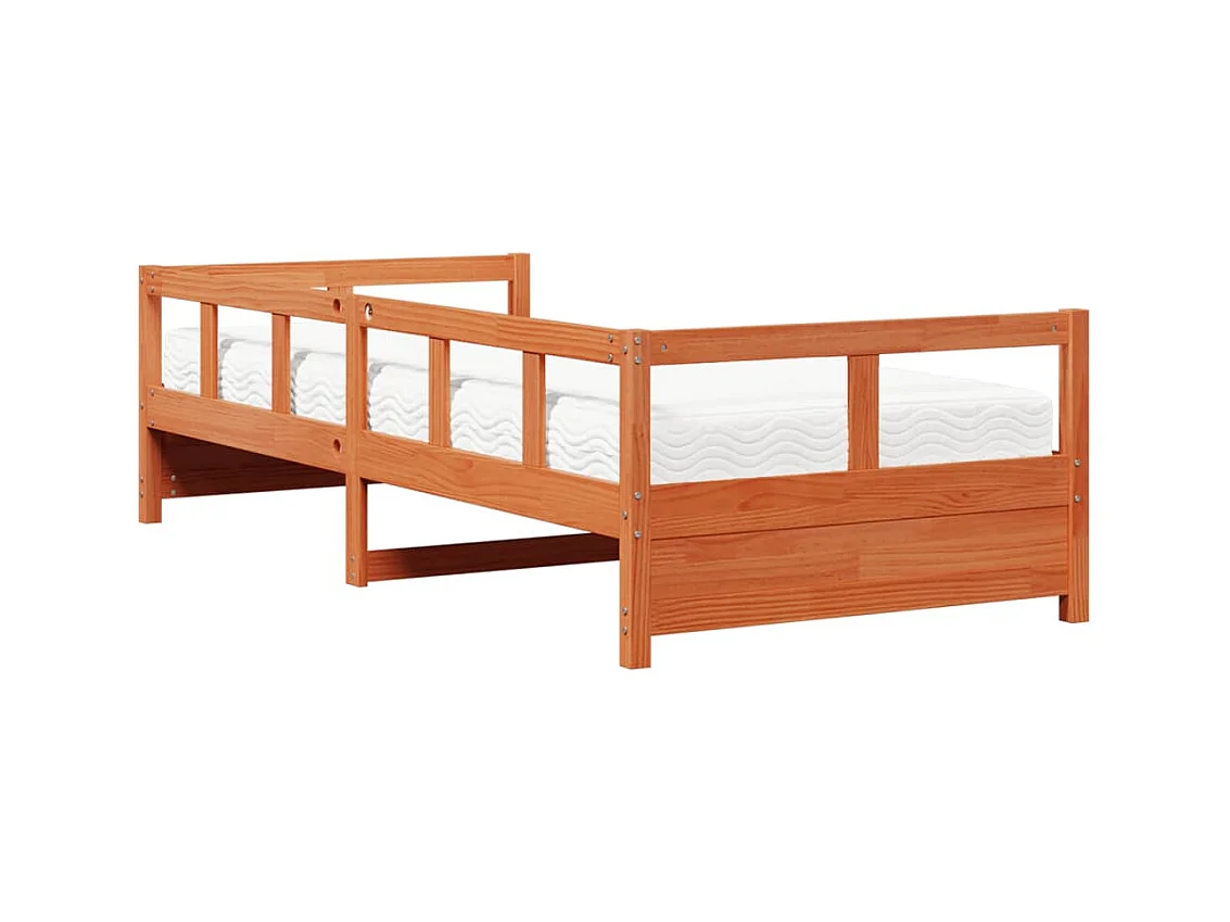 Dagbed met bruine wasmatras 80x200 cm massief grenenhout