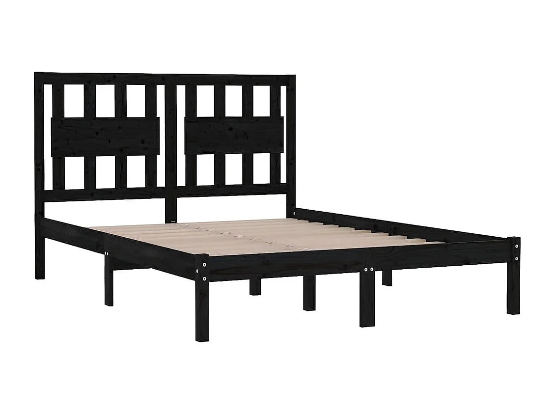 Cadre de lit sans matelas noir bois massif 200x200 cm