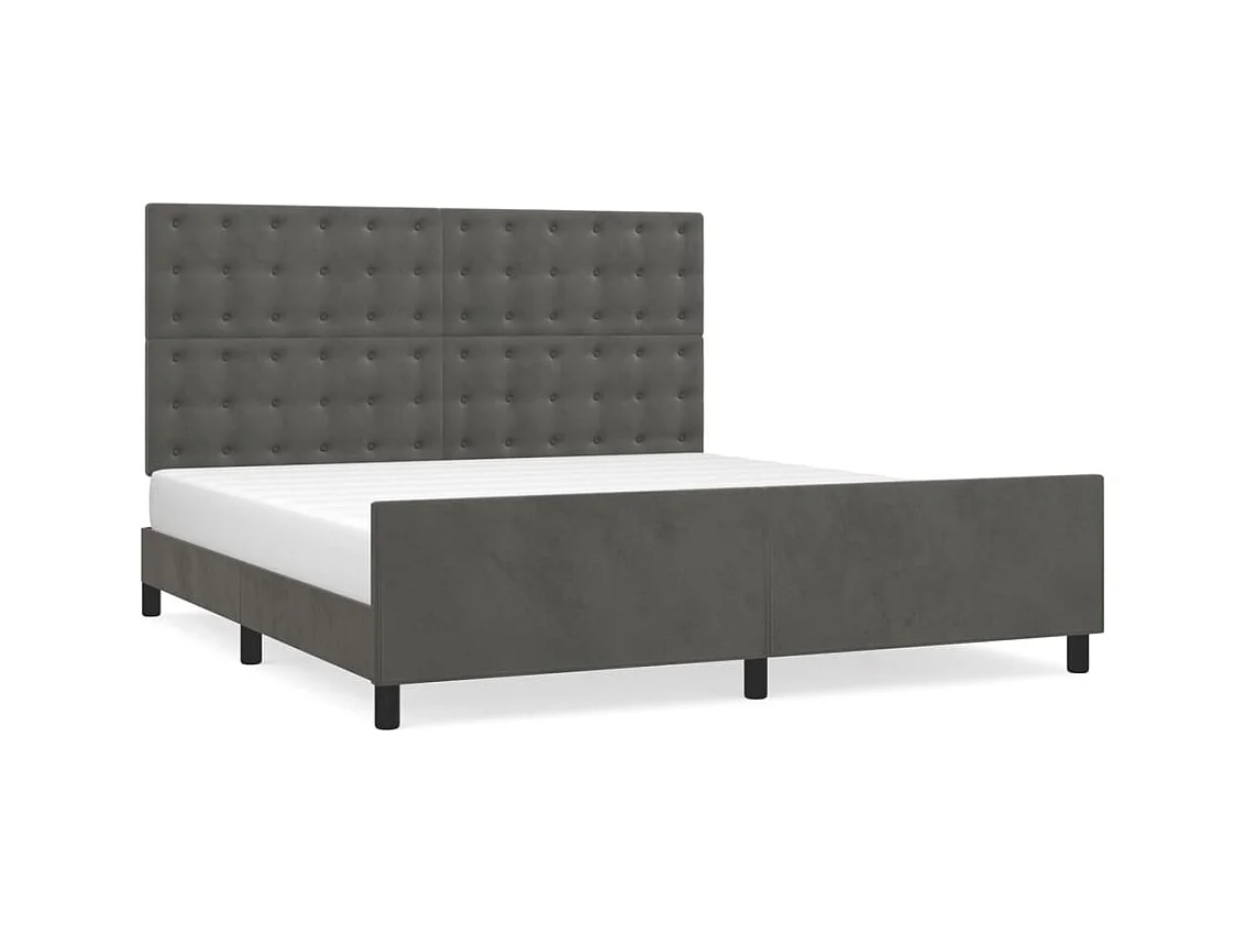 Cadre de lit sans matelas gris foncé 160x200 cm velours