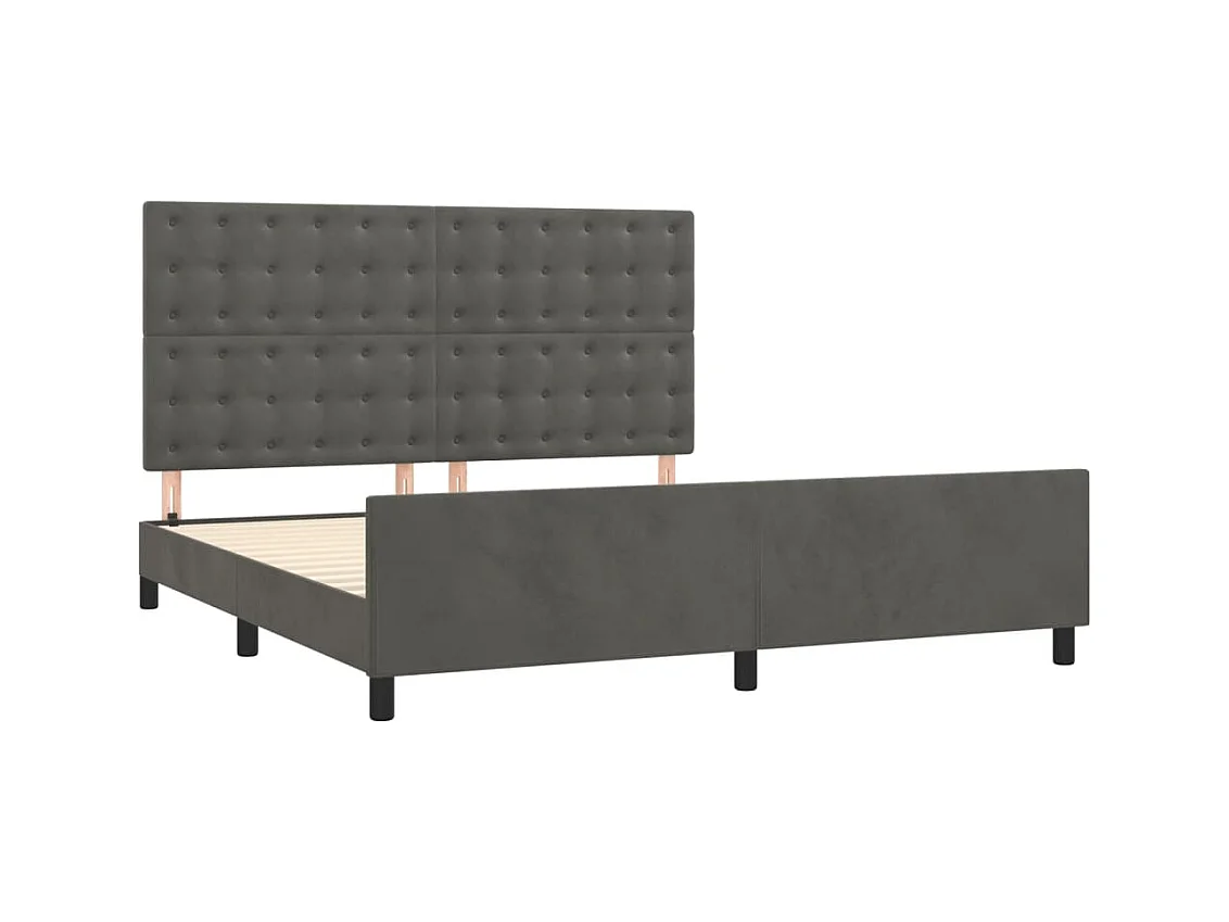 Cadre de lit sans matelas gris foncé 160x200 cm velours