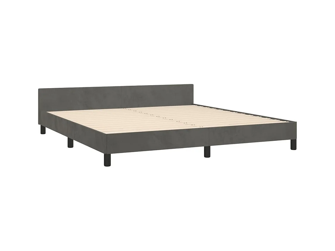 Cadre de lit sans matelas gris foncé 160x200 cm velours
