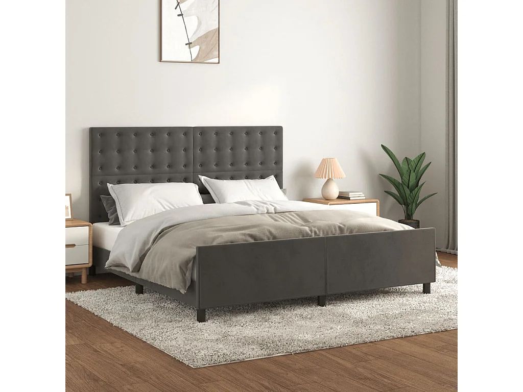 Struttura letto senza materasso grigio scuro 160x200 cm velluto