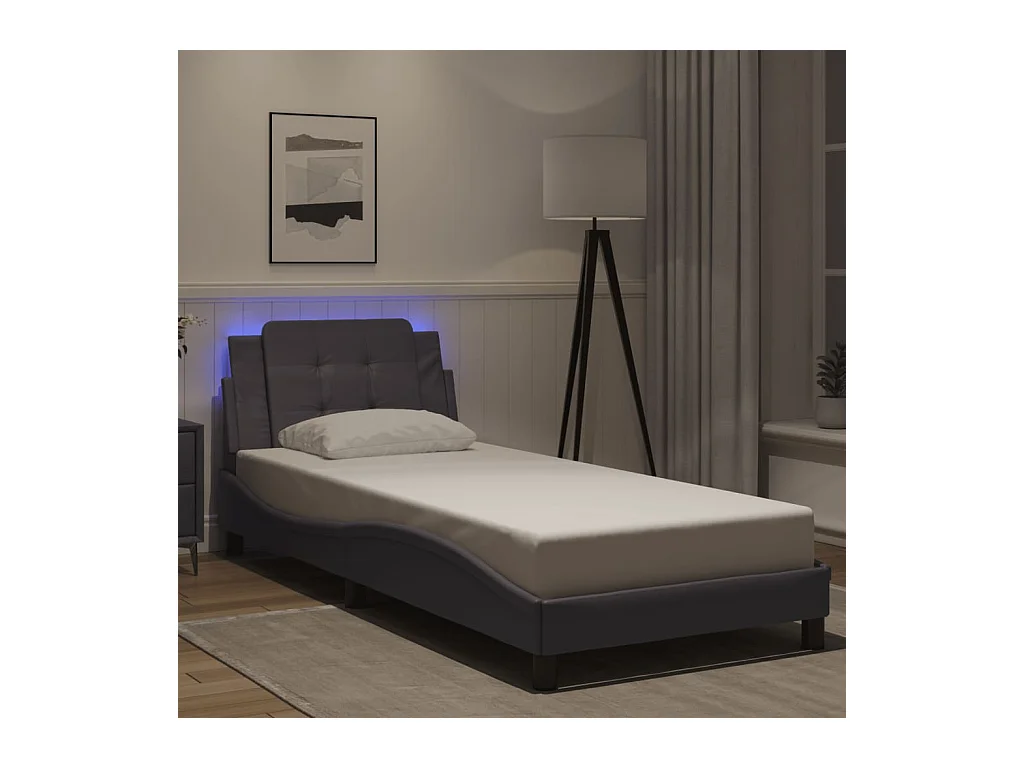 Bedframe met LED zonder matras grijs 90x200 cm