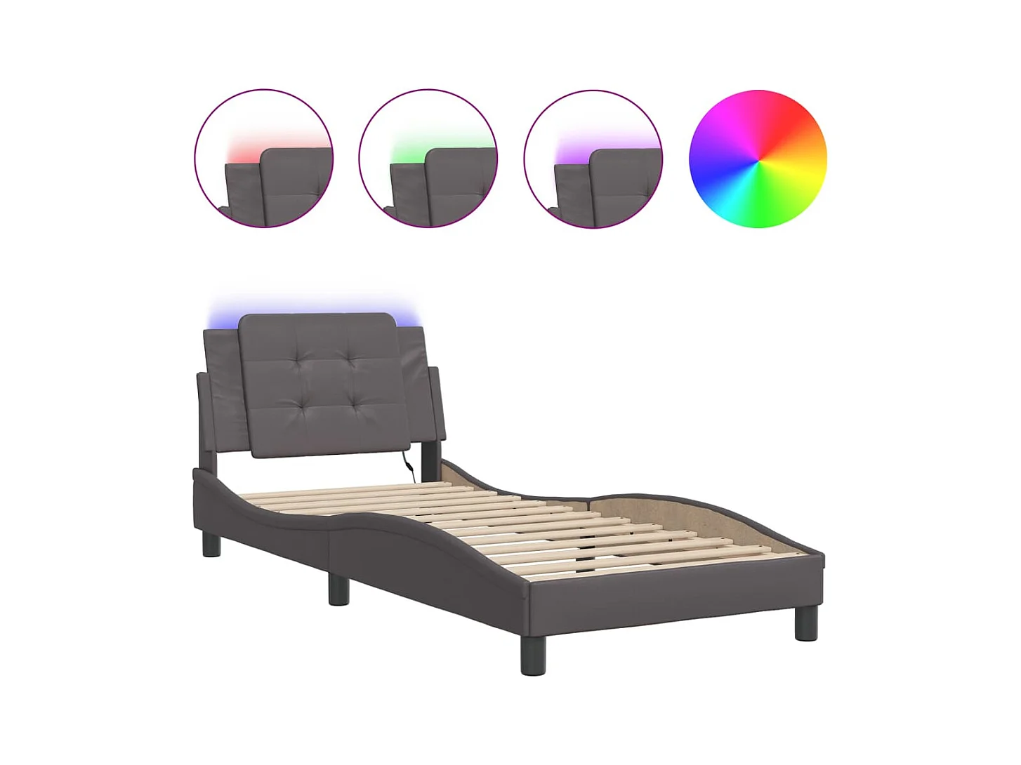 Bedframe met LED zonder matras grijs 90x200 cm