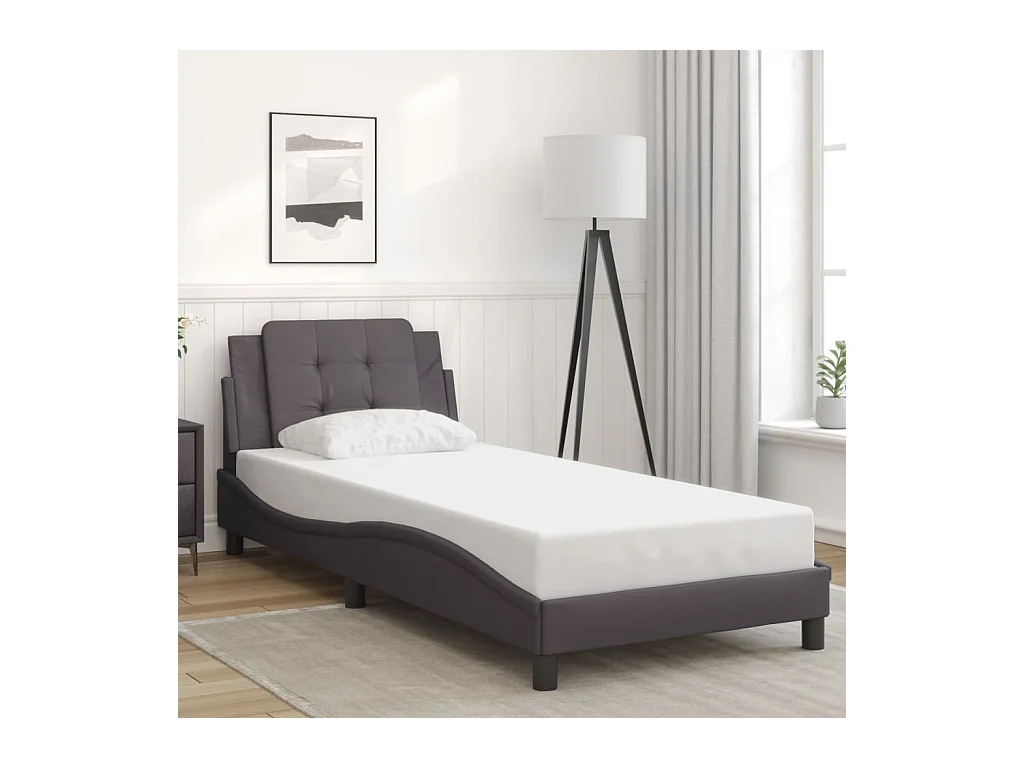 Bedframe met LED zonder matras grijs 90x200 cm