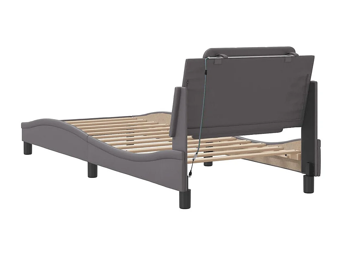 Bedframe met LED zonder matras grijs 90x200 cm
