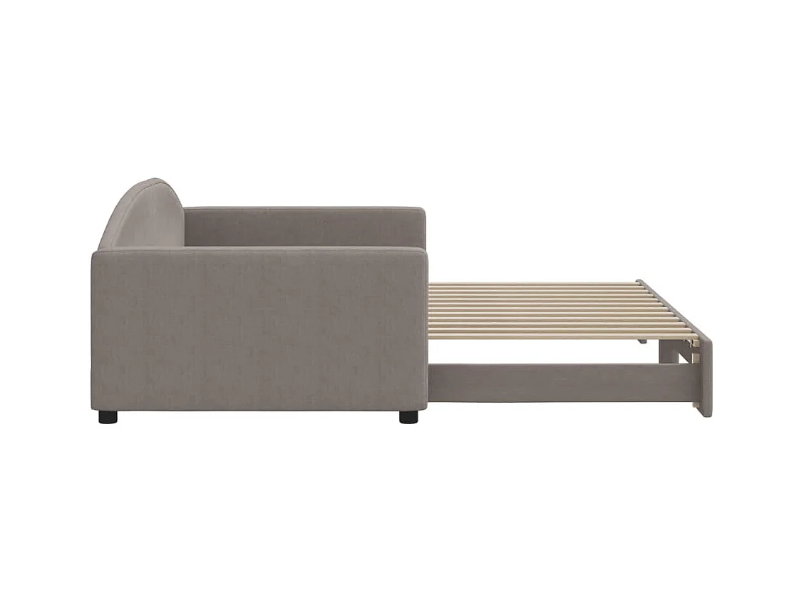 Tagesbett mit Ausziehbett taupe 100x200 cm Stoff