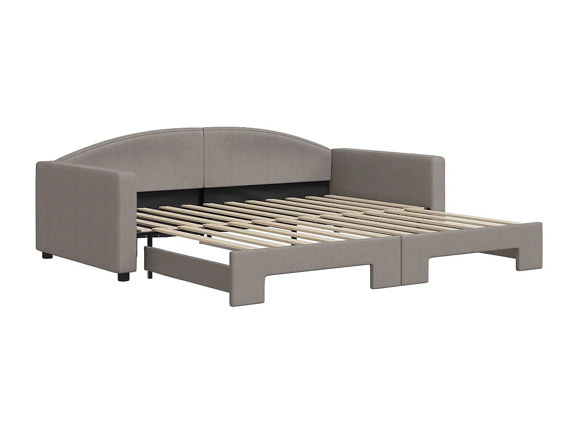 Lit de jour avec lit gigogne taupe 100x200 cm tissu