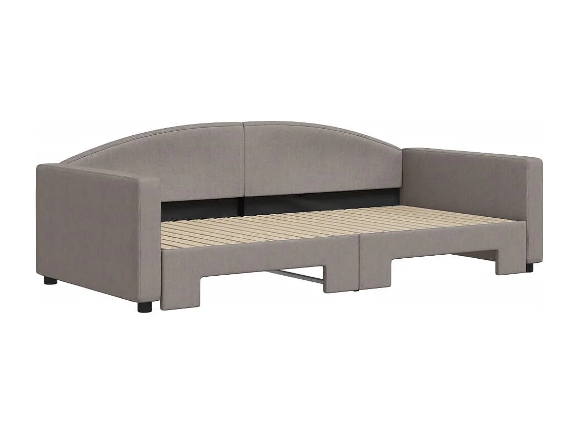 Lit de jour avec lit gigogne taupe 100x200 cm tissu