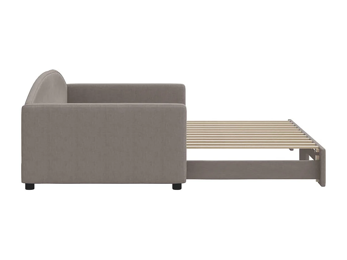 Lit de jour avec lit gigogne taupe 100x200 cm tissu