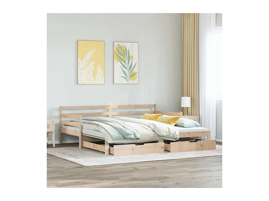 Dagbed met onderschuifbed en lades zonder matras 90x200 cm