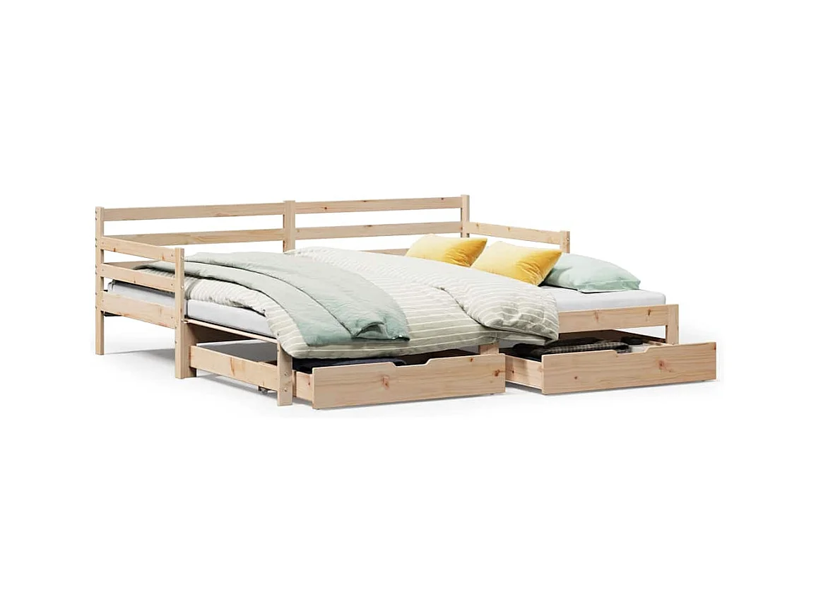 Dagbed met onderschuifbed en lades zonder matras 90x200 cm