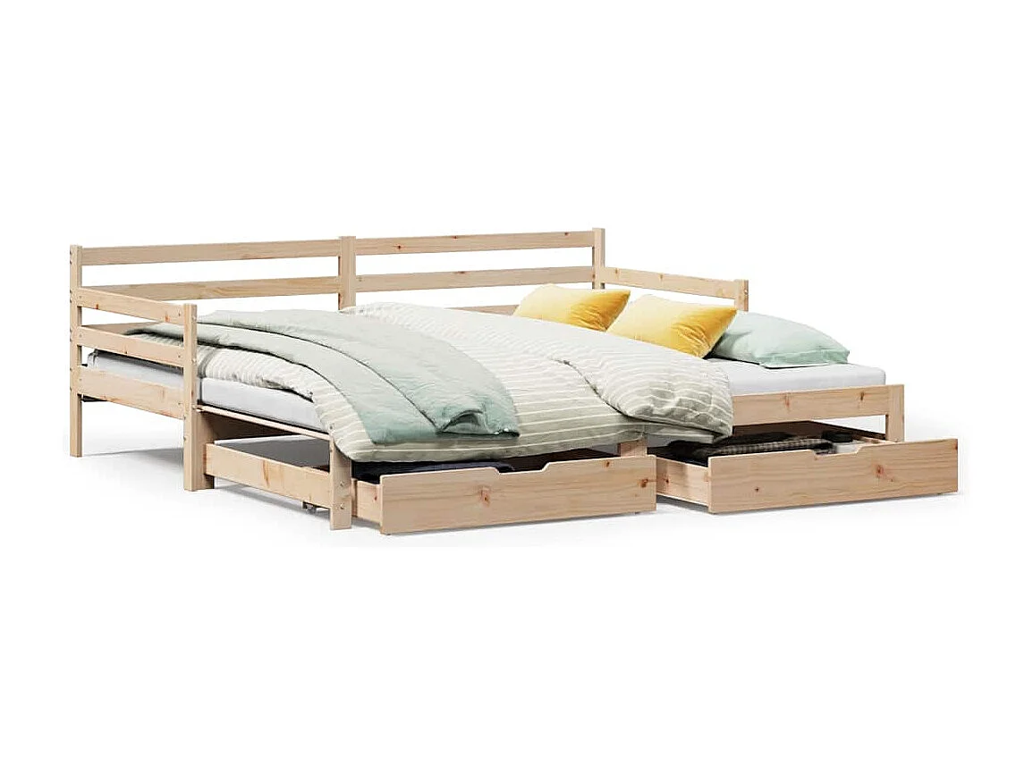 Divano letto con rotelle e cassetti senza materasso 90x200 cm