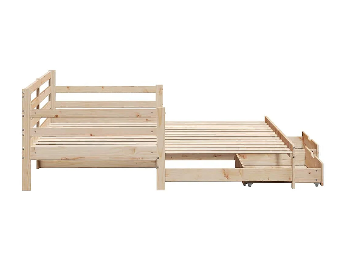 Divano letto con rotelle e cassetti senza materasso 90x200 cm