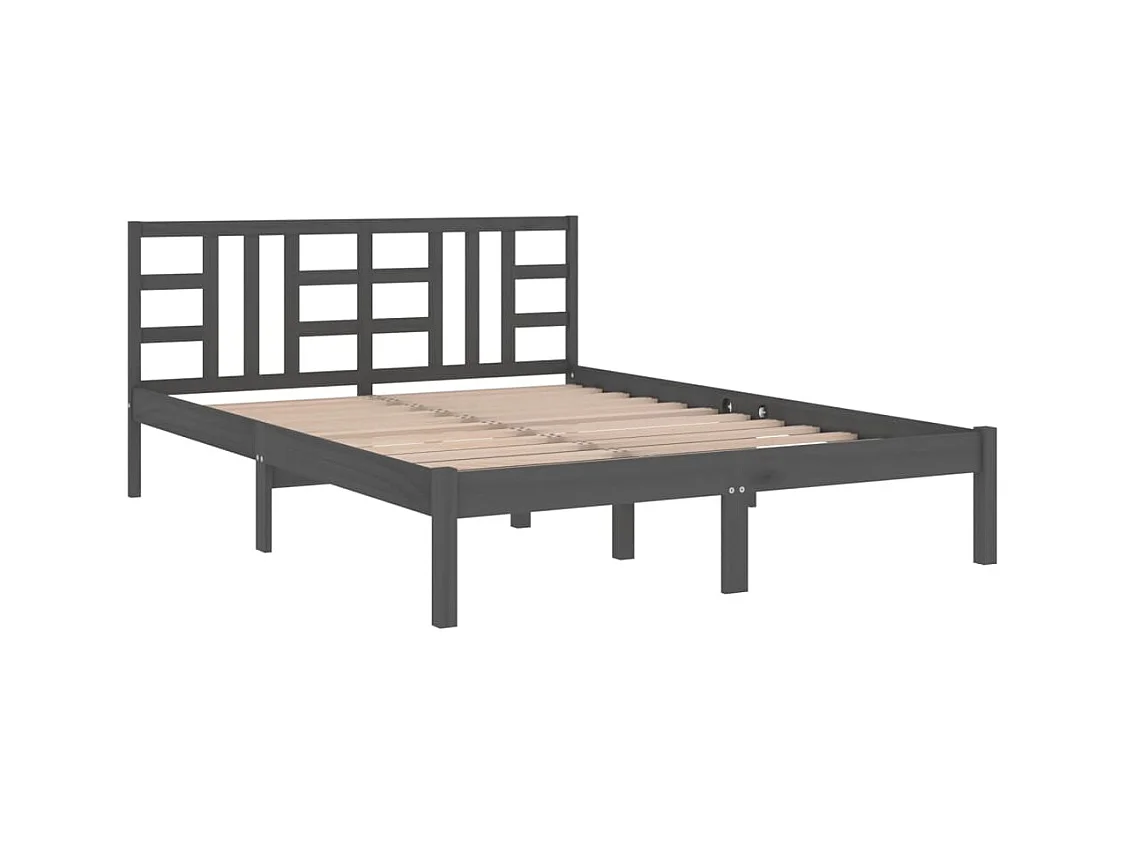 Estructura de cama sin colchón gris 200x200 cm madera maciza