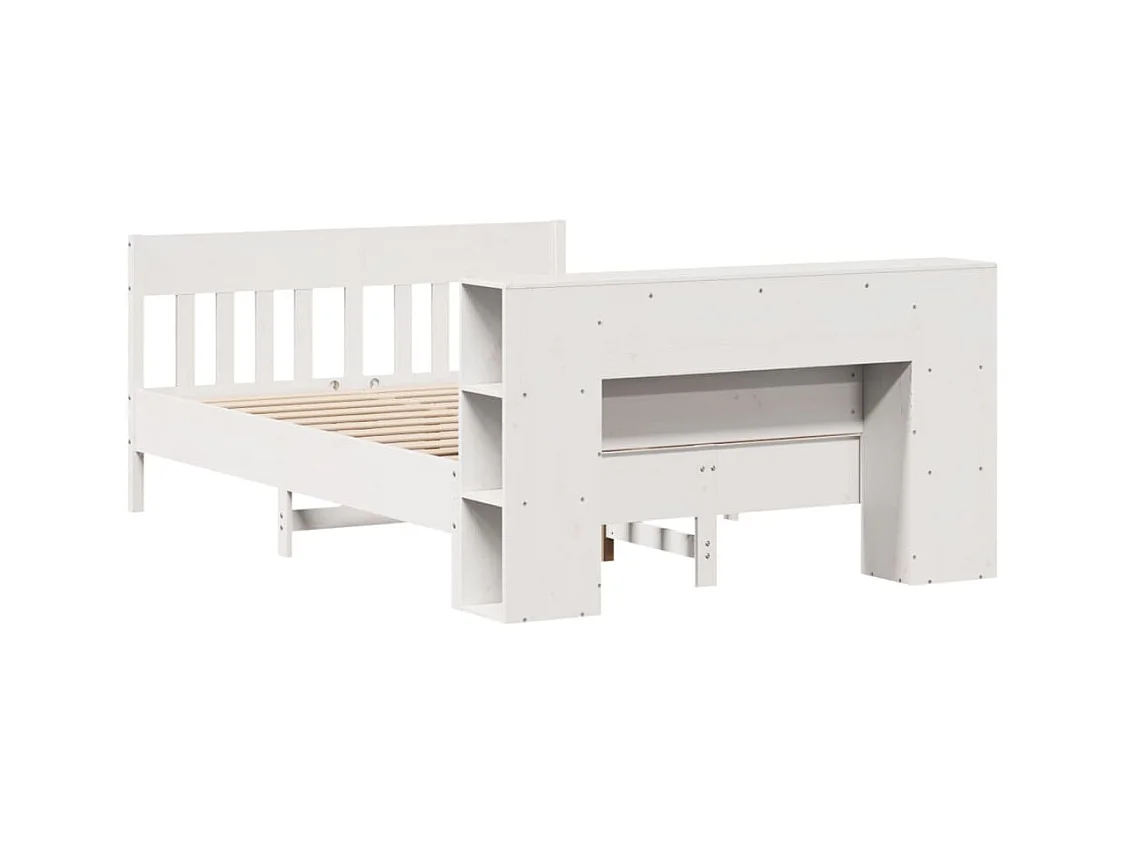 Bibliotheekbed zonder matras wit 120x190 cm massief grenenhout