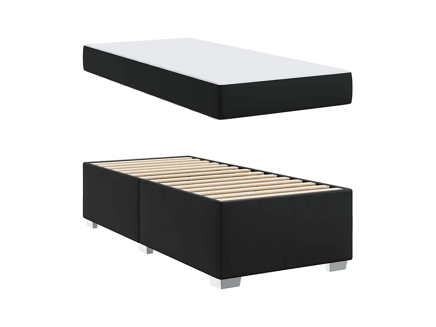 Struttura letto nera 100 x 200 cm in similpelle