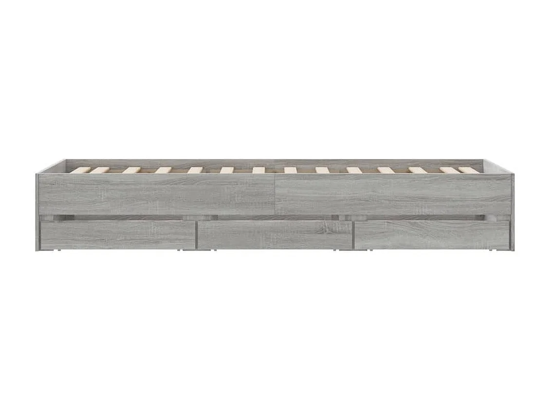 Struttura letto con cassetti senza materasso Sonoma grigio 100x200 cm