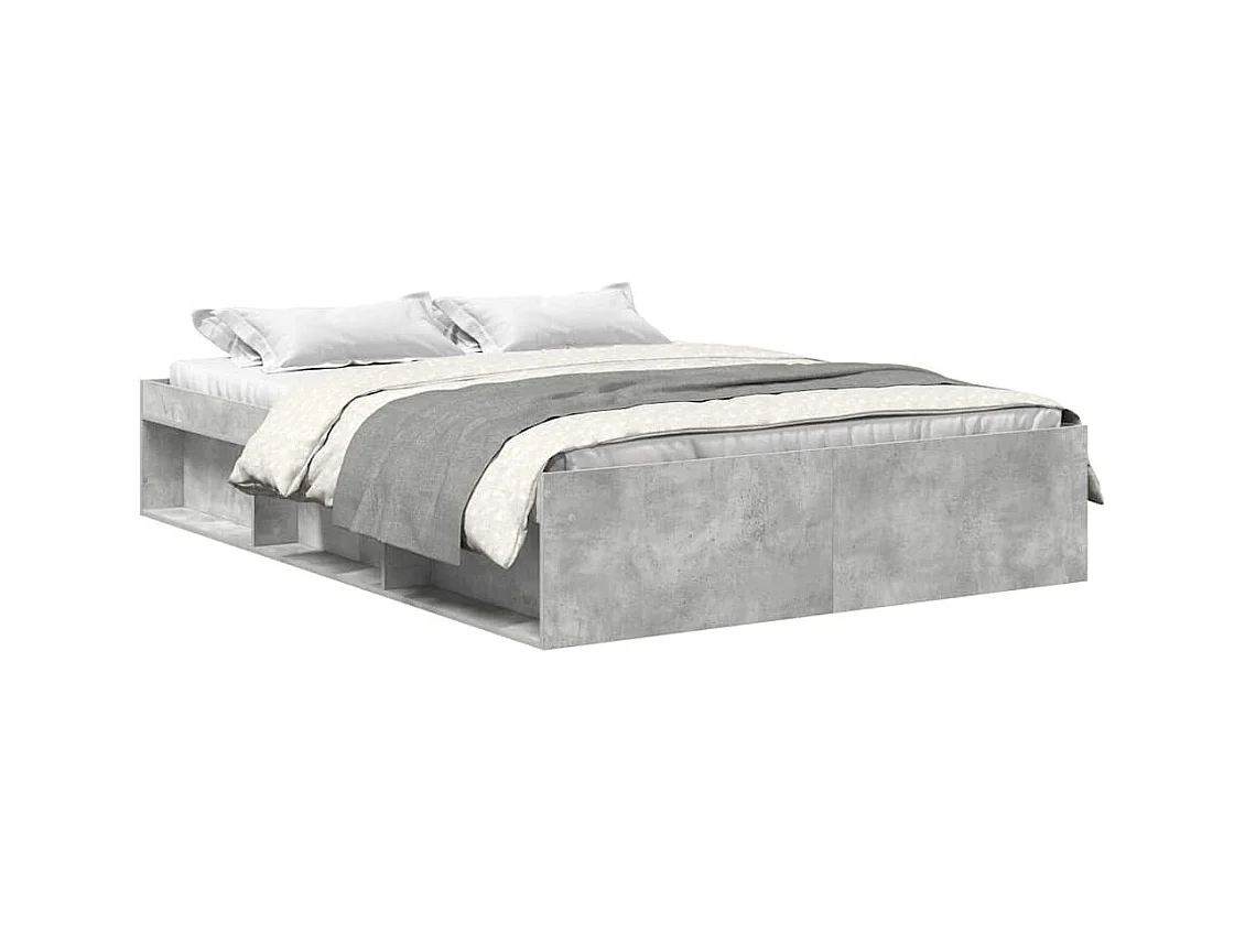 Cadre de lit sans matelas gris béton 150x200 cm