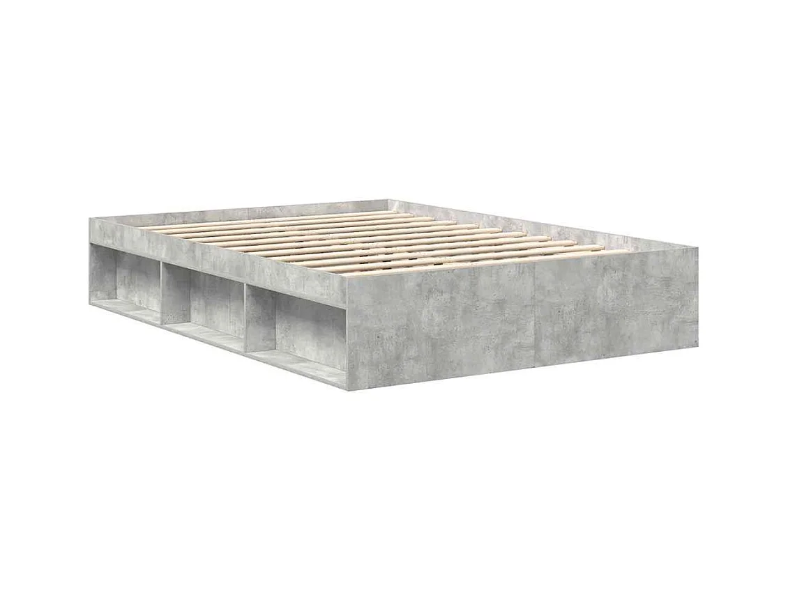 Cadre de lit sans matelas gris béton 150x200 cm